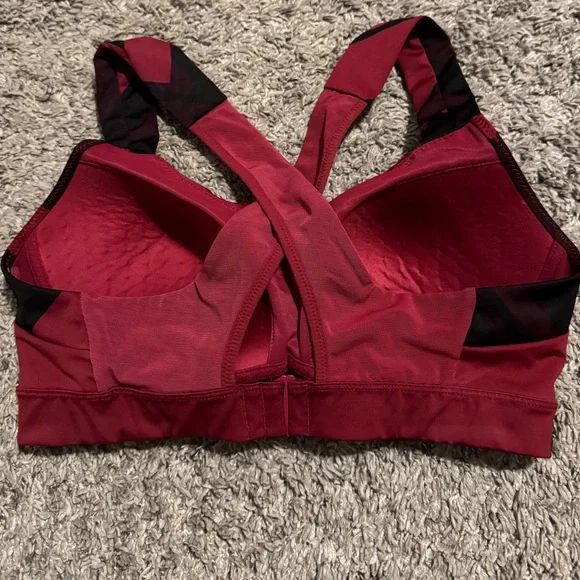 Brooks Sports Bra Red CrissCross Back | High Support Running Workout Athletic - Picture 3 of 8